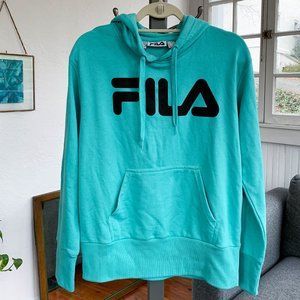 FILA teal hoodie sweatshirt, athleisure wear